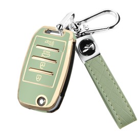 MILD EAST for Kia Flip Key Fob Cover, Key Shell Case for Sorento Sportage Rio Soul Forte Optima Carens Picanto, Green, middle