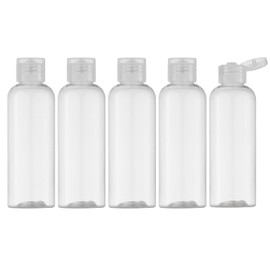 LISAPACK - Botellas de viaje de 3.4 onzas con tapa abatible (5 piezas) contenedor dispensador aspiradora para cosméticos de tamaño de viaje (100 ml, tapa transparente)