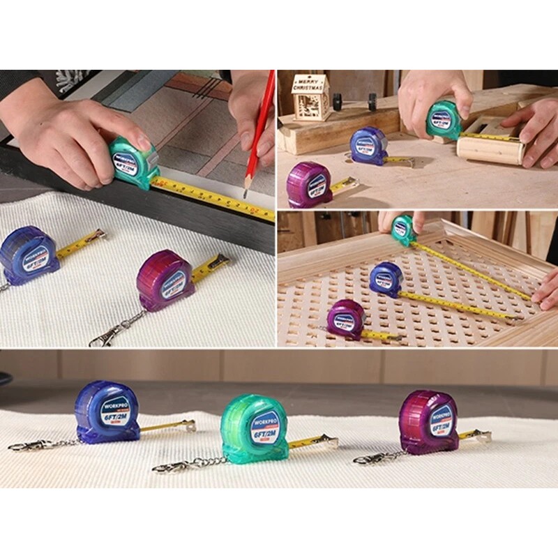 WORKPRO 3 Pcs Keychain Tape Measure Set 6FT Retractable Pocket
