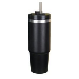 Stainless Steel Vacuum Cup 30oz Capacity Double Layer Insulated Cup with Lids Straws for Office Travel School Black