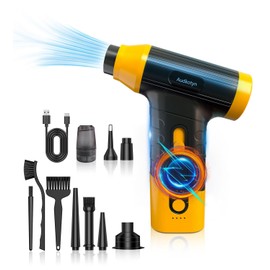 Compressed Air Duster, 150000RPM Stepless Speed Tiny Electric Cleaner for Keyboard, PC Deep Cleaning, Replace Compressed Air Can-No Canned Air Duster, Rechargeable Air Blower - Vibrant Orange