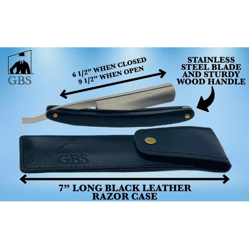 G.B.S Shaving Straight Razor Kit - Shave-Ready Steel Blade, Honing