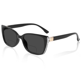 OCCI CHIARI Bifocal Reading Sunglasses Womems Large Blue Light Blocking Sun Readers Outdoor UV400 1.0 1.5 2.0 2.5 3.0 3.5(Black 300+)