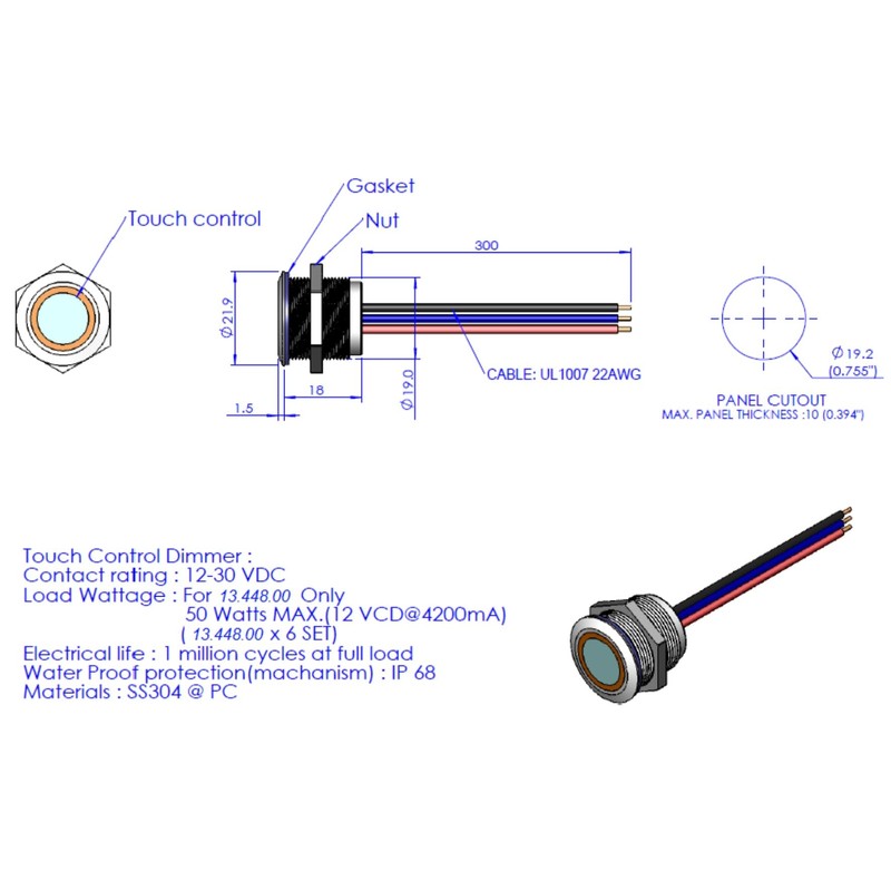 Osculati Optional dimmer for LED table light