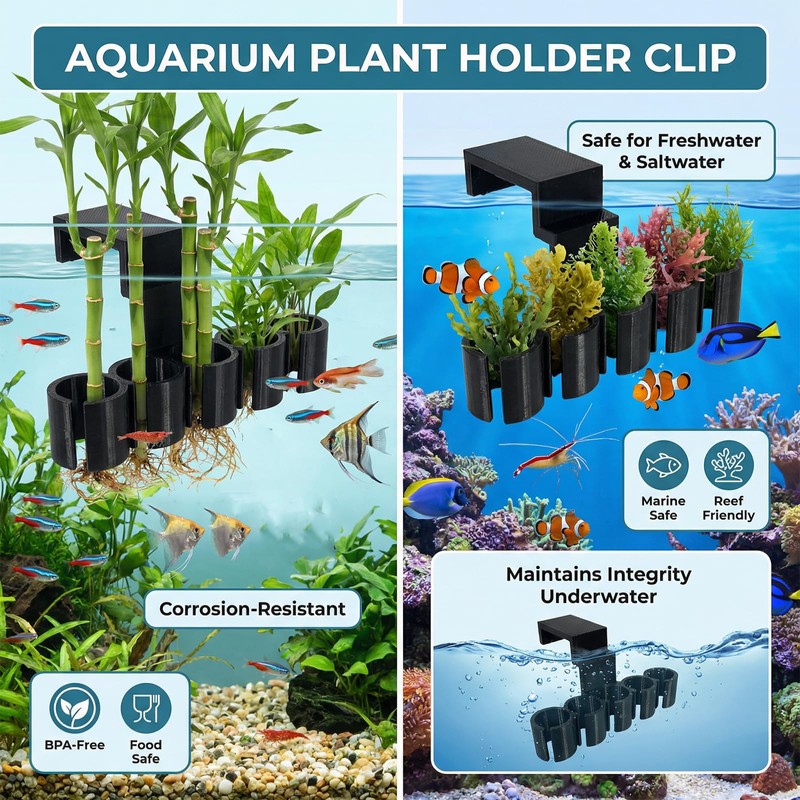 4-Pack Aquarium Plant Holder/Bamboo Clip,Hold Bamboo Stalks or Other Plants