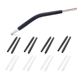 OPUGIT Eyeglass Ear Cushions End Tip Grips Anti-Slip Soft Silicone Ear Hooks Tube Sleeve Glasses Strap Holder Temple Tips Spectacle Retainers 8 Pairs,Black/Clear