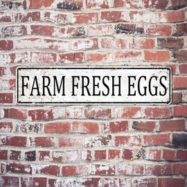 Farmers Market Decor fresh eggs sign Vintage Metal Tin Signs Outdoor Chicken Coop Sign farm fresh eggs sign 4x16 Inch
