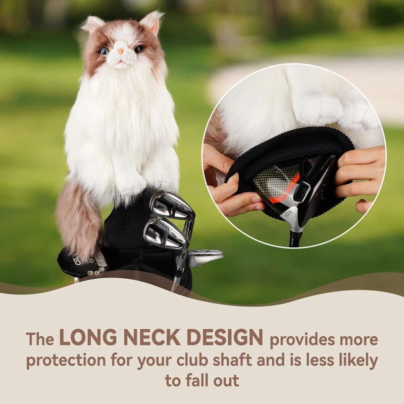 Lifelike Ragdoll Driver Headcover, Cat Plush Stuffed Animal Golf Club
