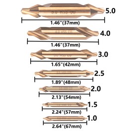 VALYRIANTOOL 7PCS Cobalt Center Drill Bits Set, M35 High Speed Steel 60-Degree Angle Center Drill Bits Kit Countersink Tools for Lathe Metalworking Size 1.0 1.5 2.0 2.5 3.0 4.0 5.0