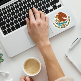 Black Diamond Art - Mexican Sticker - Mexico Flag Coat of Arms Eagle - Vibrant Vinyl Decal Car Truck (4" x 4")