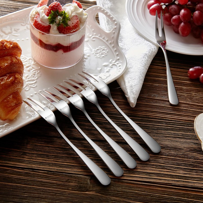 KEAWELL Premium 6-Piece 5.7" Louise Fruit Forks, 18/10 Stainless Steel,