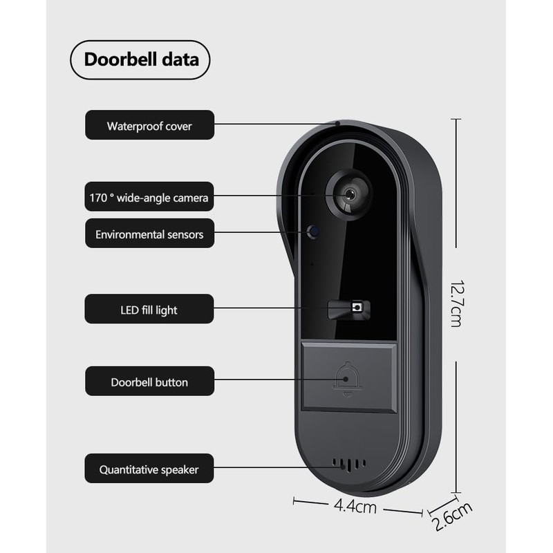 TKMARS Doorbell Camera Wireless No Subscription 1080P, Waterproof Door Bell
