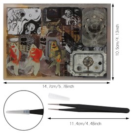 UHOMENY 200PCS Scrapbook Stickers Set, Vintage Cute Animal Journaling Aesthetic Stickers Supplies Funny Journaling Scrapbooking Stickers Pack for Adults with 1pcs tweezer for Journaling-shanyeweifeng (Moon Planet（yueqiuzhishang）)