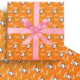 InThink 5 Sheets Wrapping Paper 20" x 30" Funny Screaming Goat Gift Wrap Paper for Birthday Baby Shower Flower Bouquet Wrapping Party Decoration Orange
