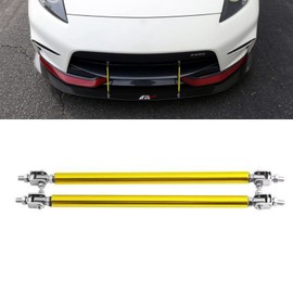 Xotic Tech 2pc Adjustable 6"-9" Front Bumper Lip Splitter Diffuser Strut Rod Tie Bars Compatible with Most Vehicles [Gold]