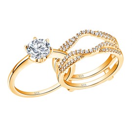 Wuziwen Gold Bridal Ring Set for Women Ring Guards Enhancers Engagement Rings Wedding Sets Size 9
