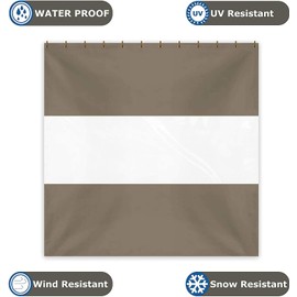 Covers & All Outdoor Clear Panel Curtain, 12 Oz Tarp Max Waterproof & UV Resistant with Rustproof Grommets, Ideal for Outdoors/Indoors (8'H x 15'W, Beige)
