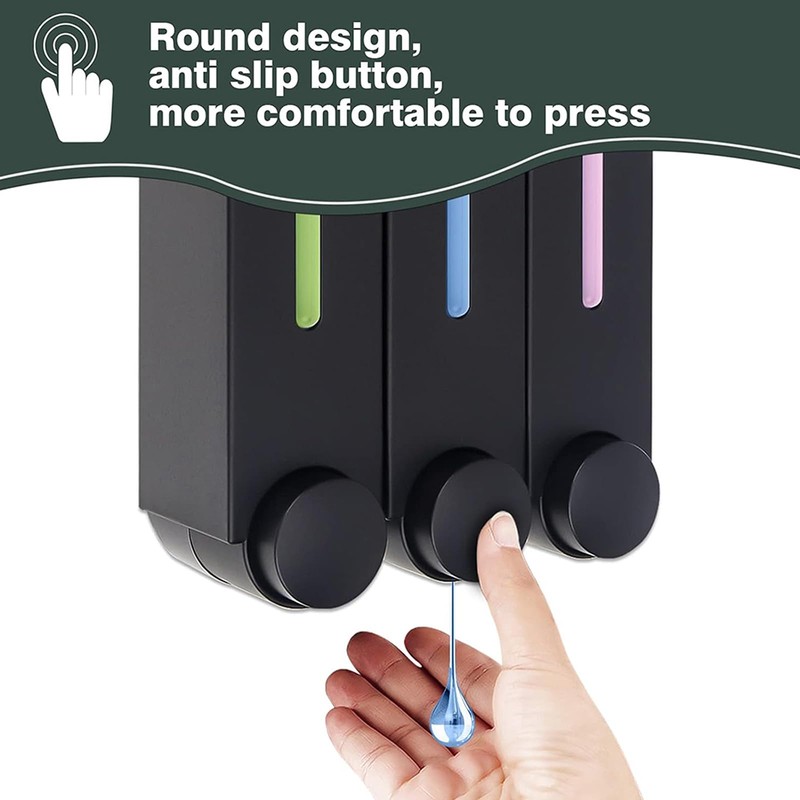 4 Pcs Shampoo Conditioner Dispenser, 3 Chamber 3x420ml Shower Soap