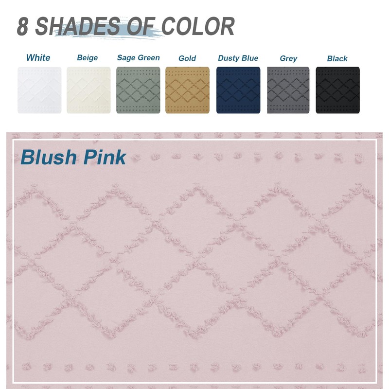 Lecloud Blush Pink Boho Shower Curtain 72x84 Inches, Modern Plaid