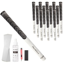 Durbles Golf Grips with Regripping Kit – All Weather Multi-Compound Golf Club Grips for Men & Women – Corded Rubber Grip Set – Standard & Midsize Wood and Iron Grip Kit – All Level Golfing Accessories – Standard Size White