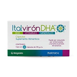Italvirn DHA  Suplemento Alimenticio con DHA de Origen Vegetal  Vitaminas y Minerales  Caja con 30 Cpsulas de 1.95 g                                  