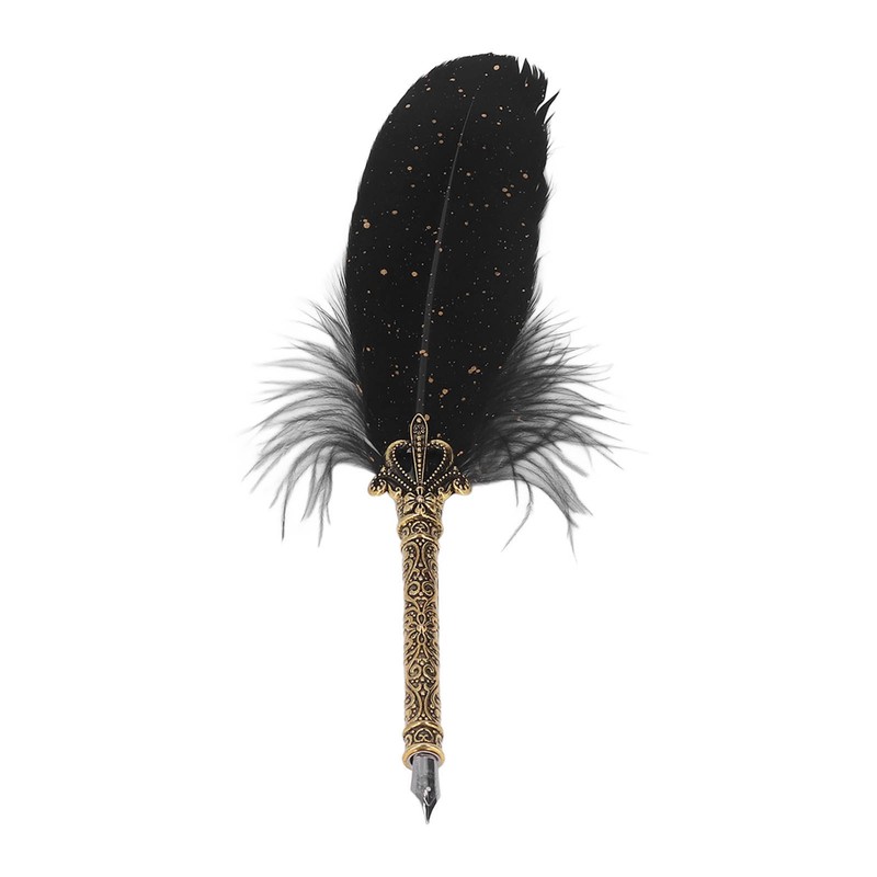 Quill Pen Set Retro Elegant Exquisite Pattern Smoothing Writing Feather