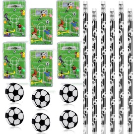 Dncvb Pack of 36 Football Party Bags 12 Pieces Football HB Pencils 12 Pieces Football Eraser 12 Football Pinball Game for School Stationery Children's Birthday Party Favours