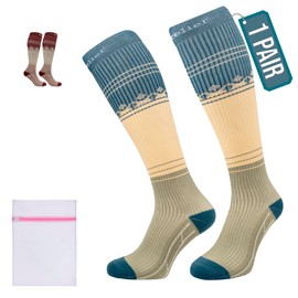 360 RELIEF Compression Socks for Women & Men - 15-20 mmHg Travel Flight Socks – Graduated Support - Ideal for Running, Cycling & during Maternity - L/XL, Green with Laundry Bag