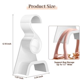 Famitree Acrylic Purse Organizer for Closet 6 Pcs，New Luxury Purse Bag Hanger Closet, Handbag Organizer Hooks for Hanging Bags & Purses, Protecting Bag Shape & Organizing Space (White)