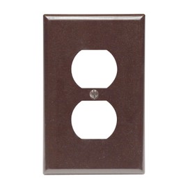 Leviton 80503 1-Gang Duplex Device Receptacle Wallplate, Midway Size, Thermoset, Device Mount, Brown