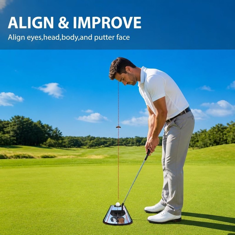 Golf Putting Mirror Training Aid, 12"x5.7" Putting Alignment Mirror