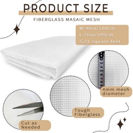 40" X 76" Mosaic Mesh for Back Mounted Tile Fiberglass Mosaic Mesh Backing Boast for Tile Installation Supplies Tools