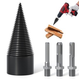 APIOLO Wood Splitter Drill Bit-3 Drilling Handles, Log Splitter Drill with 38MM Cones for Heavy Duty Detachable, Firewood Drill Bit Set Suitable for Family Heating, Camping, Woodworking