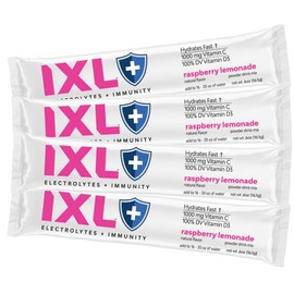 iXL Electrolytes + Immunity Supplement – Raspberry Lemonade Drink Mix Stick Packs with Vitamins & Zinc for Hydration & Immune Support, 20 Count