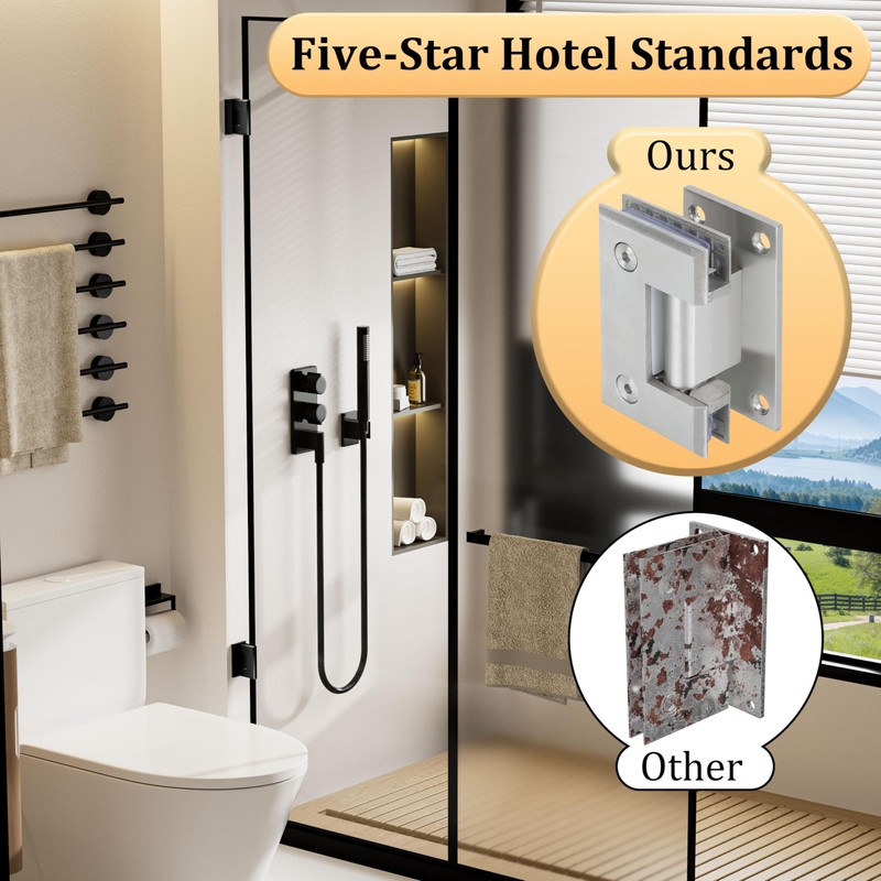 Alise Glass Shower Door Hinge,Hinges for Glass Doors,Heavy Duty Solid