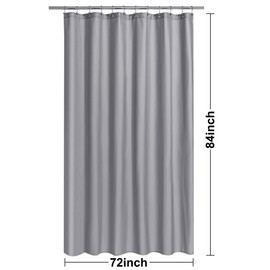 N&Y HOME Fabric Shower Curtain or Liner Extra Long 72 x 84 Inches - Hotel Quality, Machine Washable - Gray, 72x84