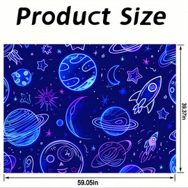 Nuxovilar UV Reactive Tapestry Doodle Space Galaxy Scene BlackLight Tapestries Cool UV Black Light Cartoon Planet Tapestry Living Room and Bedroom Decor 59.05"x39.37"