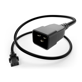 UNC Group Power Cord IEC C13 to C20 15Amp 14AWG 250V SJT Jacket, Black, 1 Foot