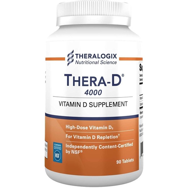 Thera-D 4000 Vitamin D Supplement | 4,000 IU Vitamin D3 Tablets | 90 Day Supply | Made in The USA