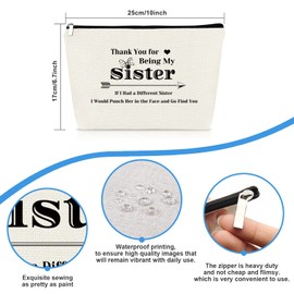 Sister Cosmetic Bag Thank You Gifts for Sister Makeup Bag Sisters Gifts from Sister Brother Birthday Christmas Mothers Day Wedding Gifts for Sister Thank You for Being My Sister Travel Toiletry Bag