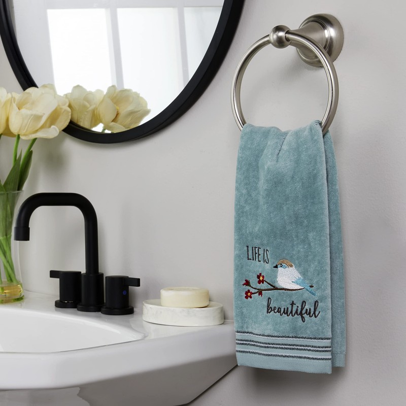SKL Home Life is Beautiful Hand Towel Set, Aqua