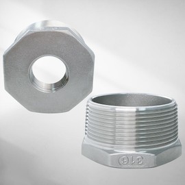 MAXKOSKO 1-1/2" NPT Male to 3/4" NPT Female 316 Stainless Steel Pipe Adapter Fitting, Reducer Bushing Pipe Fittings for in Pipe Heating Cable