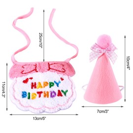 Dog Birthday Bandana and Hat Set, Puppy Birthday Party Supply Dog Bandana Puppy Birthday Hat Scarf for Dog Birthday, Pet Party Celebrate（Pink）