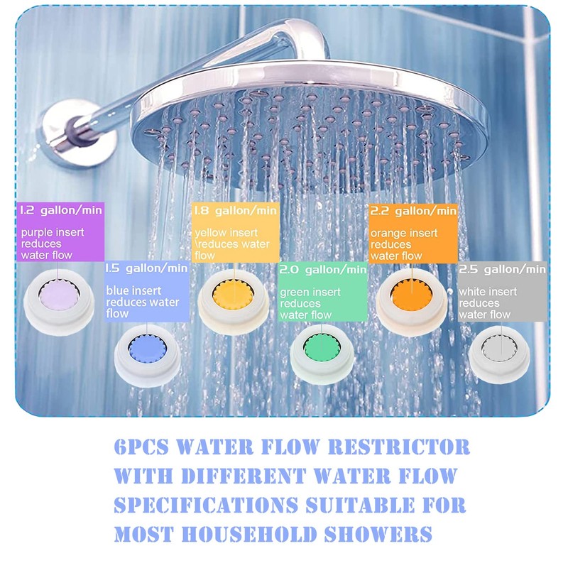 7PCS Shower Flow Reducer Limiter Set,Control Valves Shower Water Flow