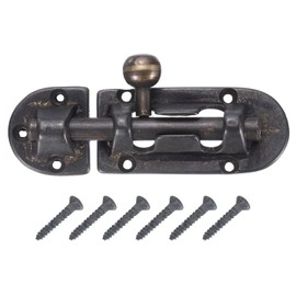sourcing map Copper Barrel Bolt Latch, Vintage Solid Brass Barrel Bolt Buckle Lock with Screws Large barn Door Latch Locks for Furniture Hardware Restoration Fittings, Black