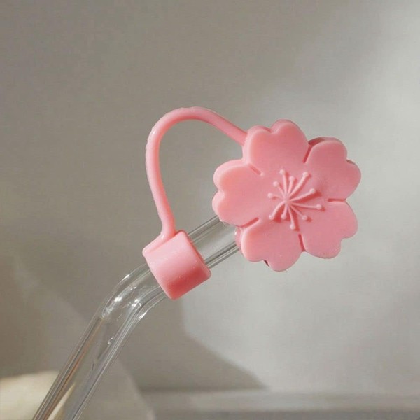Pink Cute Silicone Straws Tips Cover Silicone Reusable Drinking Straws