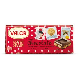 Valor. Dark Chocolate with whole Mediterranean Almonds. Taste of Spain Limited Edition. 250g (8.75oz).