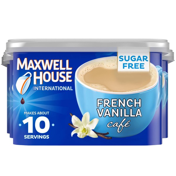 Maxwell House International French Vanilla Sugar Free Cafe Beverage Mix 4 oz Canisters, Pack of 4