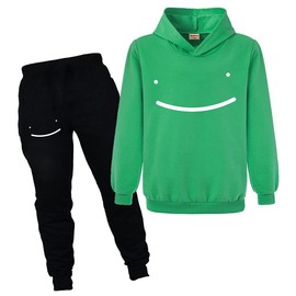 Xpialong Dream SMP Smile Merch Youtube Gaming Tracksuit Boy Girl Hoodie Kids Clothing Set (Green2,7-8 Years,7 Years,8 Years)