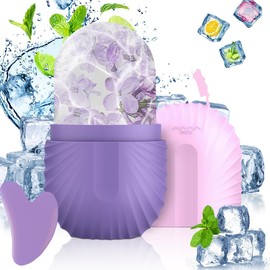 Rodillo de Hielo para la Cara,Molde de Hielo para Cara de Silicona Reutilizable,Rodillo Facial Hielo para Belleza y Cuidado de Facial,Herramientasde Cuidado para Masaje Facial para Belleza Facial(Morado)